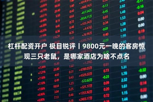 杠杆配资开户 极目锐评丨9800元一晚的客房惊现三只老鼠，是哪家酒店为啥不点名