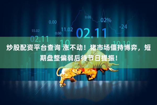 炒股配资平台查询 涨不动！猪市场僵持博弈，短期盘整偏弱后待节日提振！